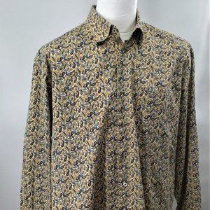 Alan Flusser XL, Tan & Blue Paisley, Button down
